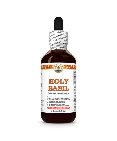 Holy Basil (Ocimum Tenuiflorum) Dry Leaf Tincture, Made in Hawaii, Organic Raw Materials, All Natural, Vegan, Pure Liquid Extract - 2 fl.oz 2 Fl Oz (Pack of 1)