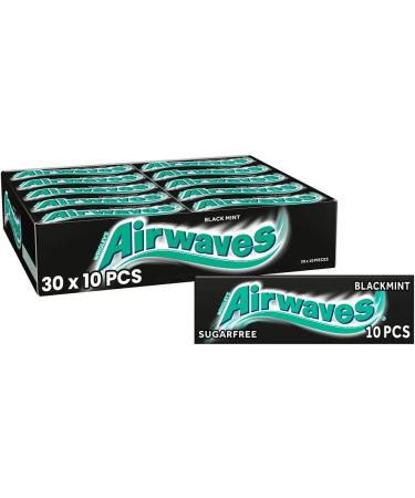 Airwaves Chewing Gum Sugar free Black Mint Menthol 30 Packs of 10 Pieces Black Mint 30 Count (Pack of 1)
