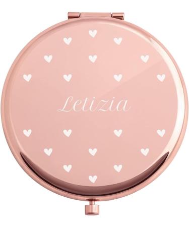 Personalized Rose Gold Double-Sided Makeup Mirror with Engraving - Travel Compact Pocket Mirror for Handbags - Perfect Gift for Women - Buy Online on GoSupps.com