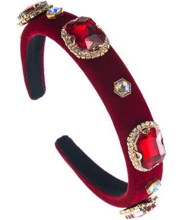 Crystal Rhinestone Headbands Embellished Headband Velvet Padded Wide Hairbands Party Wedding Headpiece Hair Accessories for Women (CCryRed) - Buy Online on GoSupps.com