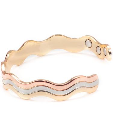 ENERCOPPEX 3500 Gauss Magnetic Bracelet - 99.99% Pure Copper Elegant Three-Tone Design 8 Healing Magnets for Women - Buy Online on GoSupps.com