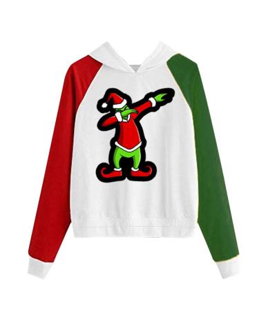 Bigfanshu Womens Dresses Christmas Print Hooded Long Sleeves Sweatshirt Pullover Tops Shirt