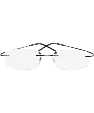 Lightweight Rimless Titanium Reading Glasses for Men & Women - Black +3.50 - Buy Online on GoSupps.com