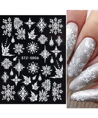 JMEOWIO 8 Sheets Christmas Nail Art Stickers 5D Self Adhesive Nail Art Decals Stereoscopic Embossed Snowflake Reindeer Snowman Santa Claus Pattern DIY Design Nail Decoration for Women Girls - Buy Online on GoSupps.com
