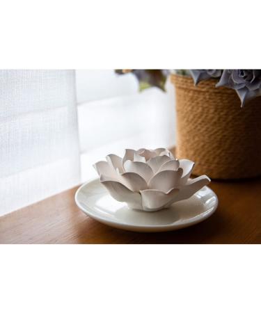 Essential Oil Passive Flower Diffuser - Lotus Porcelain Aromatherapy for Home & Desk Decor - Buy Online on GoSupps.com