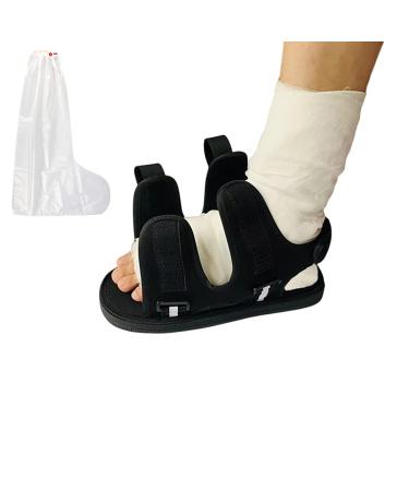 GREUS Post Op Shoe with Waterproof Leg Cast Cover  Adjustable Walking Boot Recovery Plaster Shoe Cover Medical Boot for Foot Injuries Sprained Ankle Broken Foot Toe Post Surgery Kids Women Men X-Small