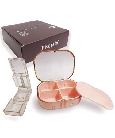 Pirversto Magnetic Travel Medication Organizer with Cutter for Purse to Hold Pills Vitamins Cod Liver Oil Small Items.(Pink)