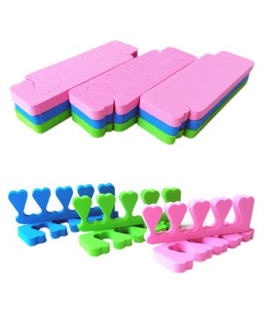 SAMHENG 24 Pcs Foam Toe Separators for Pedicure 3 Colors 12 Pairs Soft Toe Stretcher Toe Spacers Finger Dividers for Nail Salon Sponge Toe Cushion for Nail Polish Nail Art Painting Toenails