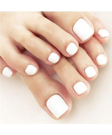 RODAKY Press On Toe Nails for Women White Fake Toenail Glossy Solid Color Fashion False Toenail Full Cover Acrylic Foot Nails Design Toenail Tips 24PCS - Buy Online on GoSupps.com