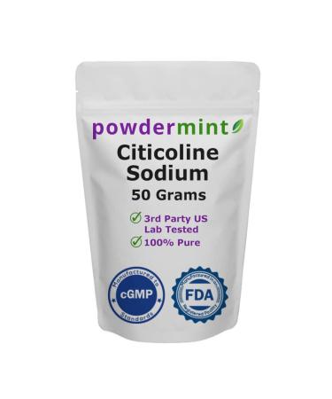 powdermint Citicoline CDP Choline Powder 50g 100% Pure with Scoop, Cognitive Supplement for Memory and Learning (50 Gram)