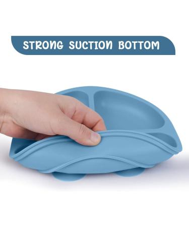 Vicloon Baby Suction Plate 3Pcs - Non Slip Silicone Weaning Plate for Toddler Kids - Divided Dishes for Self Feeding - Fits Highchairs Trays - Blue/Pink/Beige - Buy Online on GoSupps.com