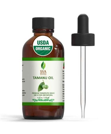 SVA Organics 100% Pure Tamanu Oil | USDA Certified Organic 4 Oz (118 ML) - Premium Grade Therapeutic Grade | Cold Pressed Oil For Face, Skincare, Strong Hair, and Body massage