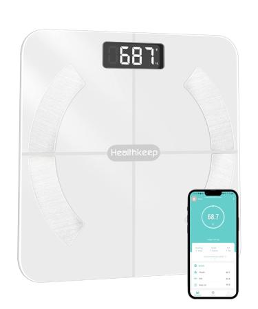 Body Fat Scale Smart BMI Scale Digital Bathroom Wireless Weight Scale, Body Composition Analyzer with Smartphone App sync with Bluetooth, 396 lbs White