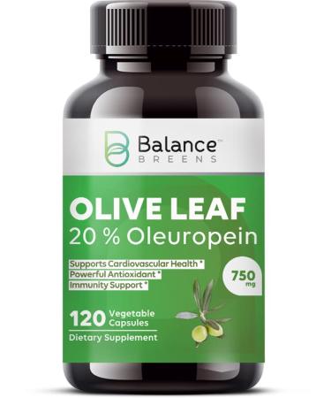 Balance Breens - High Strength Olive Leaf Extract 750mg - 20% Oleuropein - 120 Vegetarian Capsules - Supports Cardio Vascular Health & Immune Support
