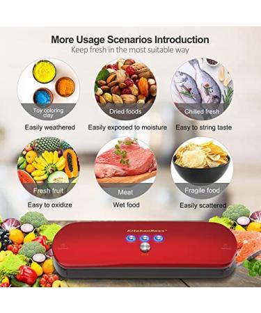 KitchenBoss Food Vacuum Sealer Machine - Automatic Sealing for Dry and Moist Foods | Includes 5 Pcs Food Vacuum Bags - Buy Online on GoSupps.com