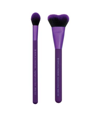 MODA Perfect Pairs Insta-Glow Makeup Kit Includes  Quick Contour and Highlight Brushes  Purple