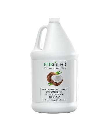 PUROLEO Fractionated Coconut Oil 64 Fl Oz/1900 ML (Packed In Canada) 100% Natural and odorless Moisturizer & Carrier Oil l Hair Skin Body Aromatherapy Massage Makeup Remover Coconut 64 Fl Oz (Pack of 1)