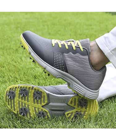 THESTRON Men Golf Shoes: Mesh Breathable Walking Sport Sneakers with 7 Spikes - Grey - Buy Online on GoSupps.com