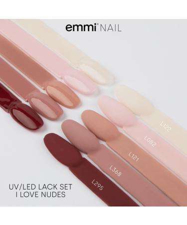Emmi Nail Shellac UV Varnish Set I Love Nudes - Durable Natural Nail Reinforcement & High Gloss Finish (1ml Pack) - Buy Online on GoSupps.com