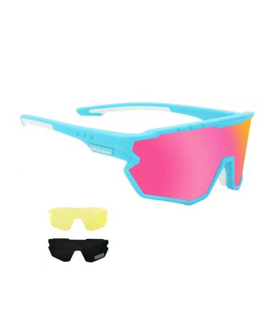 GIEADUN Sports Sunglasses Cycling Glasses Polarized Cycling, Baseball,Fishing, Ski Running,Golf Blue Pink