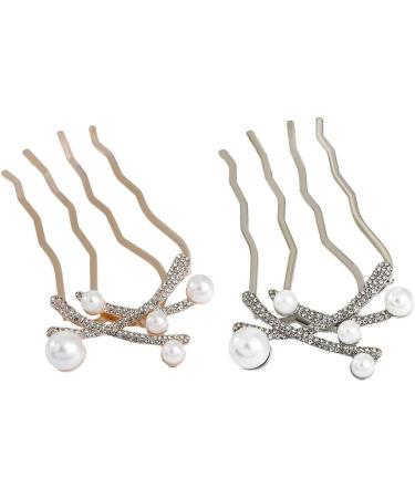 Nilioyul 2piece Fashionable Hair Accessories For Female Delicate Pearl Hair Comb EASY TO Alloy Wedding Hair FASHION Silver - Buy Online on GoSupps.com
