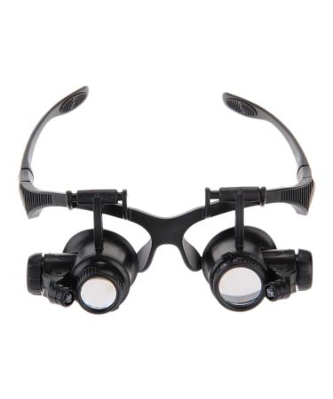 Head Mounted Repair Magnifier LED Head-mounted Magnifying 10X 15X 20X 25X Eye Jewelry Watch Repair Magnifier Glasses With 2 LED Lights Magnifying Glass Lupa Reading/Obeservation/Repairing Repair Light