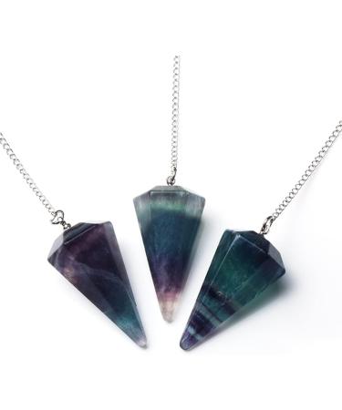 Soulnioi Black Agate Gemstone Beaded Bracelet + Fluorite Hexagonal Pendulum Pointed Pendant Set for Yoga Meditation and Reiki Chakra Energy - Buy Online on GoSupps.com