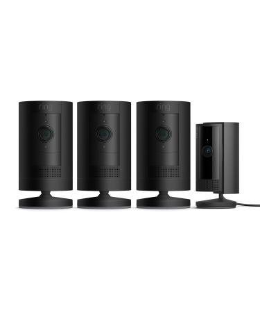 Ring Outdoor Camera Battery 3 pack (Stick Up Cam) + Ring Indoor Camera (2nd Gen) | Security Camera with 1080p HD Video Two-Way Talk alternative to CCTV system | 30-day free trial of Ring Protect Black With Indoor Camera 3 Cameras