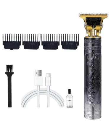 Hair Clippers T9 Barber Bald Electric Push Shear Electric Electric Pusher Oil Head Scissors Carving Mark Razor(Black silver)