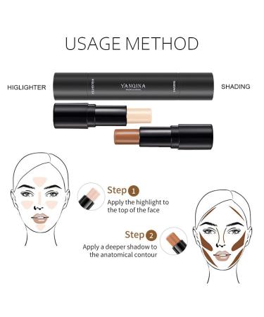 4 Colors Cream Contour Sticks Makeup Kit | Highlight & Contour for Beginners | Primer Face Makeup Stick for Light Medium Skin | Concealer & Blur Stick - 2Pcs - Buy Online on GoSupps.com