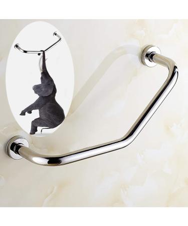 Bathroom Grab Bar Safety Support Rail Handrails for Bathrooms Stainless Steel Silver Curved Shower Grab Bar Soap Dish Safety Non-slip Grab
