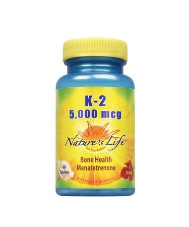 Nature's Life K-2 Bone Health Menatetrenone 5000 mcg 60 Tablets - Buy Online on GoSupps.com