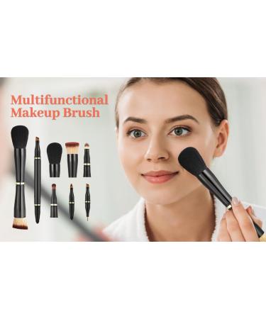 Two 4-in-1 Travel Makeup Brush Set with Case - Double Ended Professional Brushes for Foundation Blush Eyeshadow and Concealer - Portable Mini Makeup Gift Idea - Buy Online on GoSupps.com