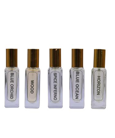 Blue Orchid Wood Spice Inferno Blue Ocean Horizon| Luxury Eau De Perfume| 5x20ML Set (100ML)| 35% Concentration Oil Perfume| Luxury Perfume For Mens| 8HR Long Lasting| Best Perfume Set