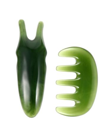 Milist 1 Massage device Guasha tool for Face Guasha-Schabebrett massage chamber Jade H lzerner Kamm Gua Sha Kamm Jade Hairkamm Massage Chamber from Jade Beeswax Y-shaped scalp