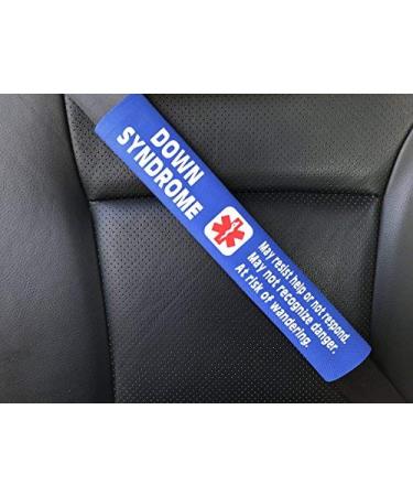 Down Syndrome Medical Alert Seat Belt Cover Royal Blue