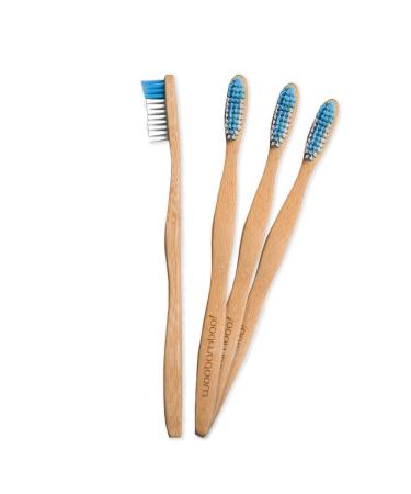 Woobamboo Bamboo Toothbrush 4 Pack - Adult - Super Soft BPA Free Nylon Bristles - Eco-Friendly Biodegradable Compostable Vegan