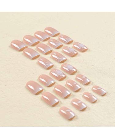 Foccna Gradient Nude Press on Nails - 24pcs Medium Short Square Acrylic False Nails for Women & Girls - Perfect for Every Occasion - Buy Online on GoSupps.com