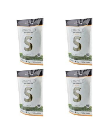 LIVIVA Organic Gluten Free Edamame Spaghetti Noodle Pasta (4 Pk) 88 g Protein Bag - Certified Plant-Based Non-GMO Kosher Halal Vegan Keto Nutritious Pasta Plant-Based Protein Ready-to-Eat in minutes