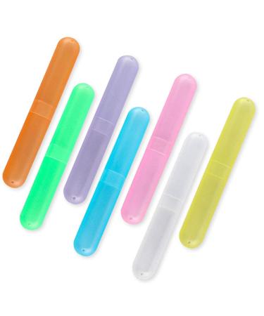 Travel Toothbrush Case Portable Plastic Toothbrush Box Mixed Color Toothbrush Travel Holder Case Storage Cover(7 Pack)
