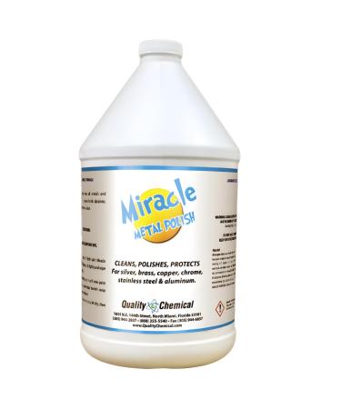Quality Chemical Miracle Metal Cleaner & Polish - Ultimate Solution for Polishing and Cleaning Metal Surfaces - Perfect for Aluminum Silver Chrome and Polished Nickel 128 oz (Pack of 1)