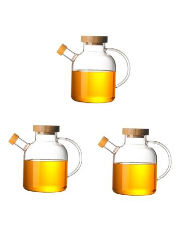 Milisten 3pcs Glass Containers Grease Container Terrarium Olive Oil Dispenser Oil Container with Handle Cooking Oil Dispenser Oil and Vinegar Bottles High Borosilicate Spice Jar mediumx3pcs As Shownx3pcs