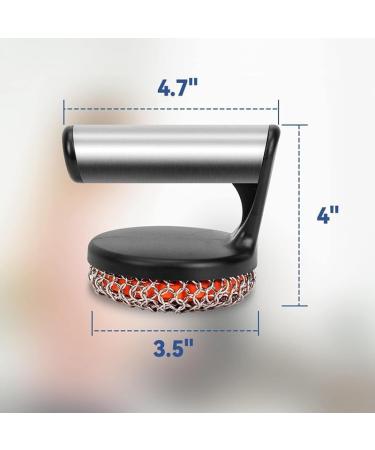 Tovmekdjn Cast Iron Scrubber with Handle Stainless Steel Chainmail Cleaner for Pans and Skillets - Cast Iron Cookware Ovens Easy Install - Buy Online on GoSupps.com