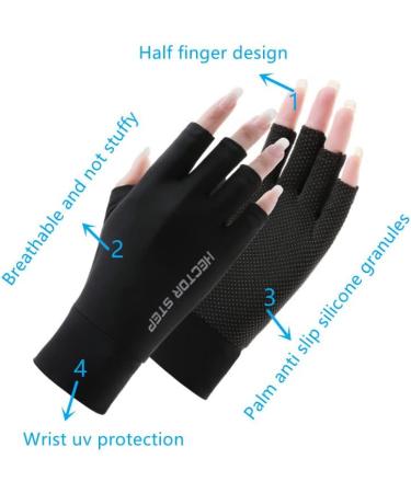 Ligart UPF 50+ Fingerless Sun Gloves for Women - UV Protection Hand Cover for Fishing, Driving, Cycling, Hiking - Blue, Medium - Buy Online on GoSupps.com