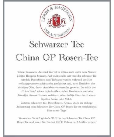  Lerbs & Hagedorn Lerbs & Hagedorn China OP Roses Black Tea | Sweet Floral Aroma 1kg (approx 81L) with Rose Petals - Buy Online on GoSupps.com