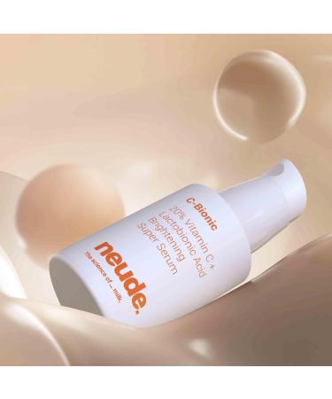 Ne..ude. C-Bio.nic 20% Vitamin C Serum 30ml with Lactobionic Acid for Face Brightening & 24hrs Hydration with Vitamin E Red Algae Gel Kakadu Plum Glutathione for All Skin Friendly