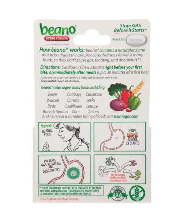 Beano Extra Strength Tablets - 100 Count - Prevent Gas, Bloating & Discomfort - Digestive Enzymes Supplement - Buy Online on GoSupps.com