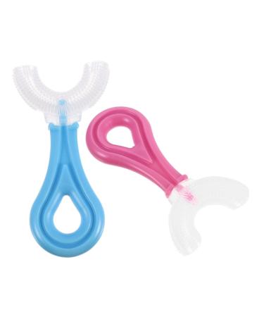 Fomiyes 2st mouth bound toothbrush child toothbrush with soft bristle U-shaped toothbrush cleaning tools mouth cleaning brush baby pebbles mouthpiece handy