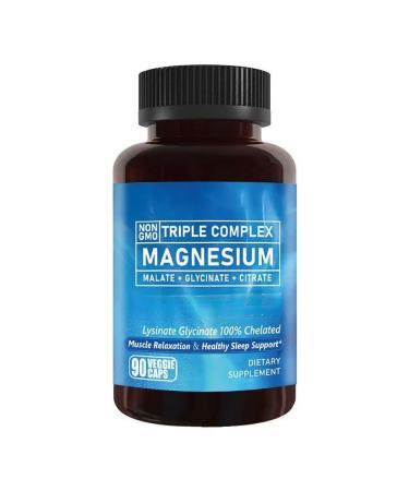 Triple Magnesium Complex Magnesium glycinate malate and citrate High absorption chelated formula Vegan NonGMO Gluten Free