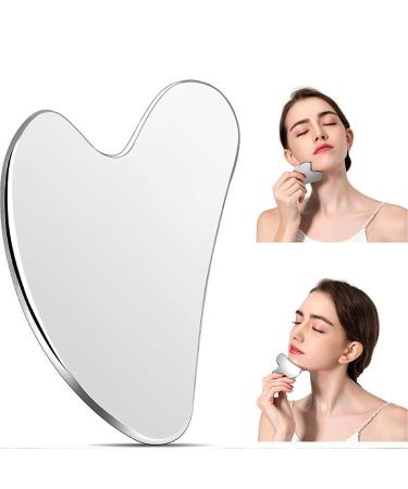 Gobabo Gua Sha stainless steel Gua Sha Stein Face tool Guasha Scraping Massage Tool Metal Lymphatic Drainage Massage scrap for face eyes neck body (heart shape)